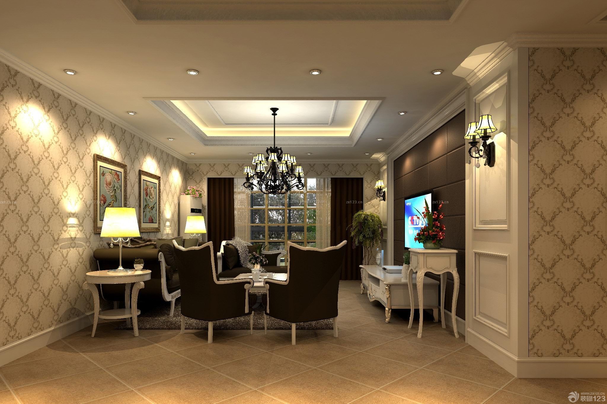 后現(xiàn)代風格110平米住宅室內(nèi)墻紙裝修指南